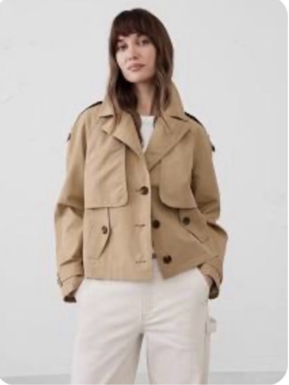 Banana Republic Khaki Short Trench Jacket